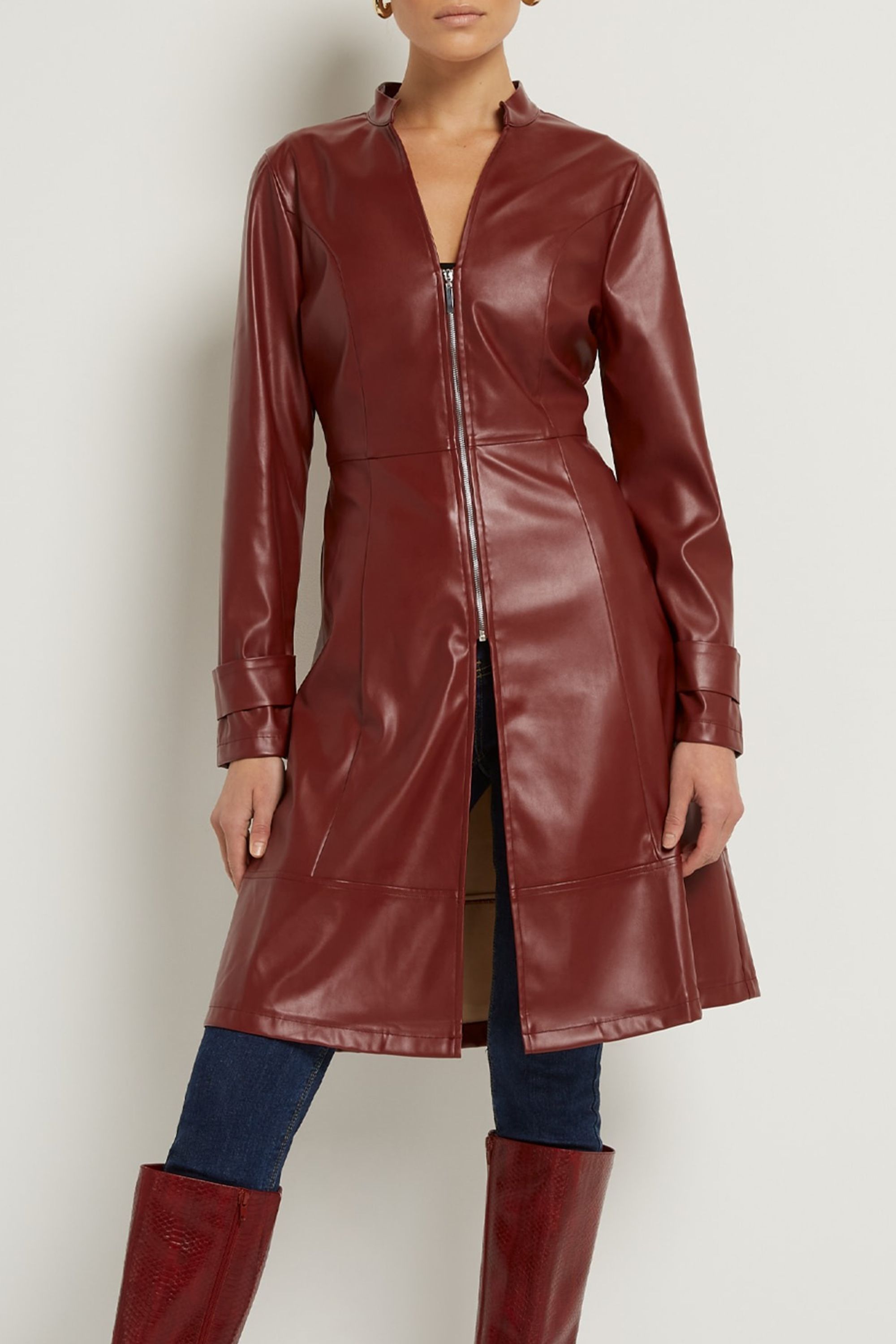 Faux-Leather Zip-Front Maxi Top Faux-Leather Zip-Front Maxi Top