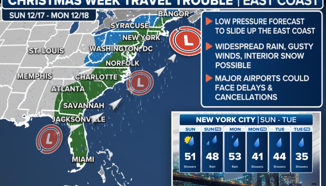 Coastal storm could slow early Christmas travel along East Coast next week