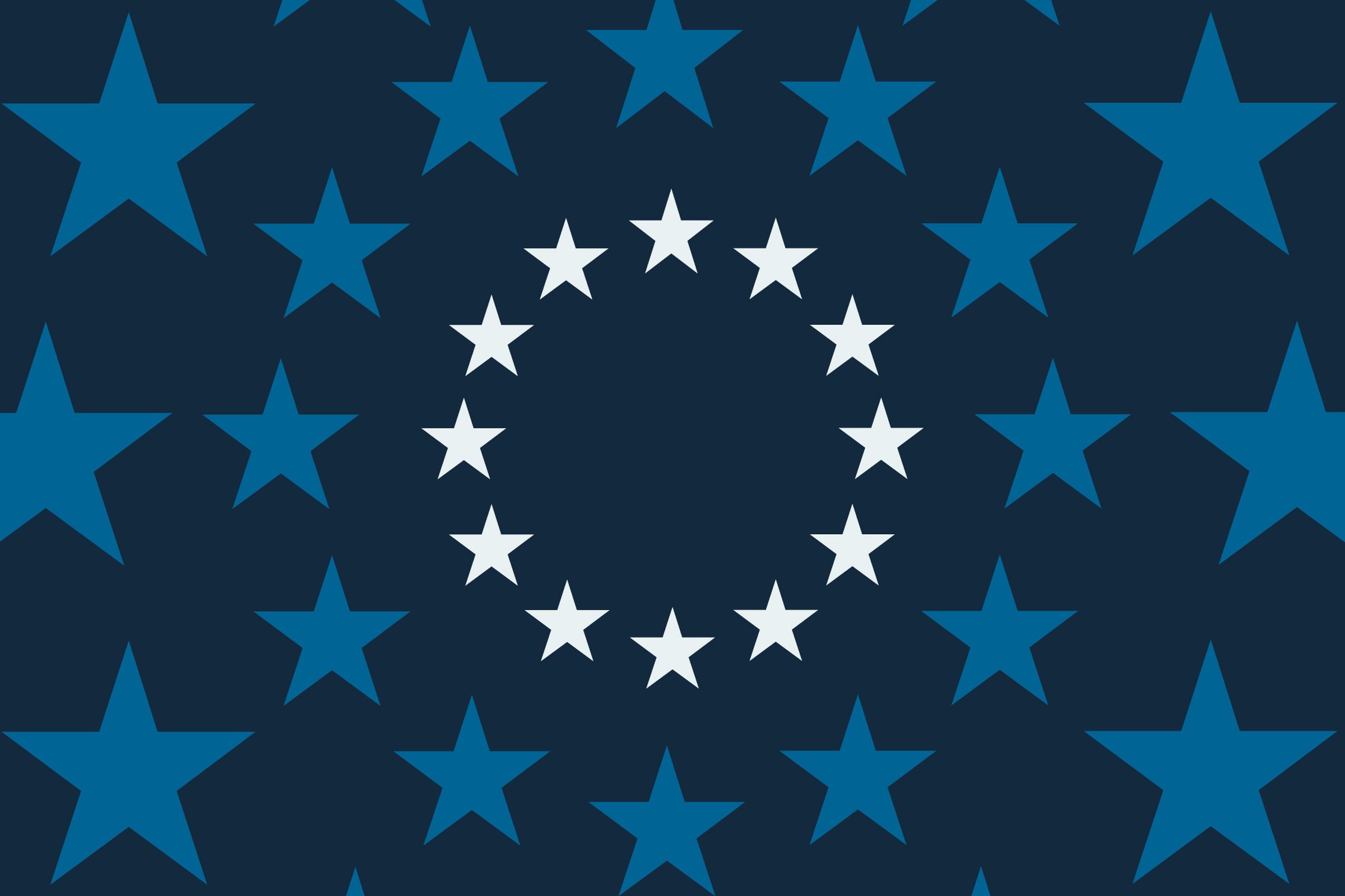 A graphic illustration representing the European Union flag.