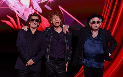 The Rolling Stones (from left), Ronnie Wood, Mick Jagger and Keith Richards