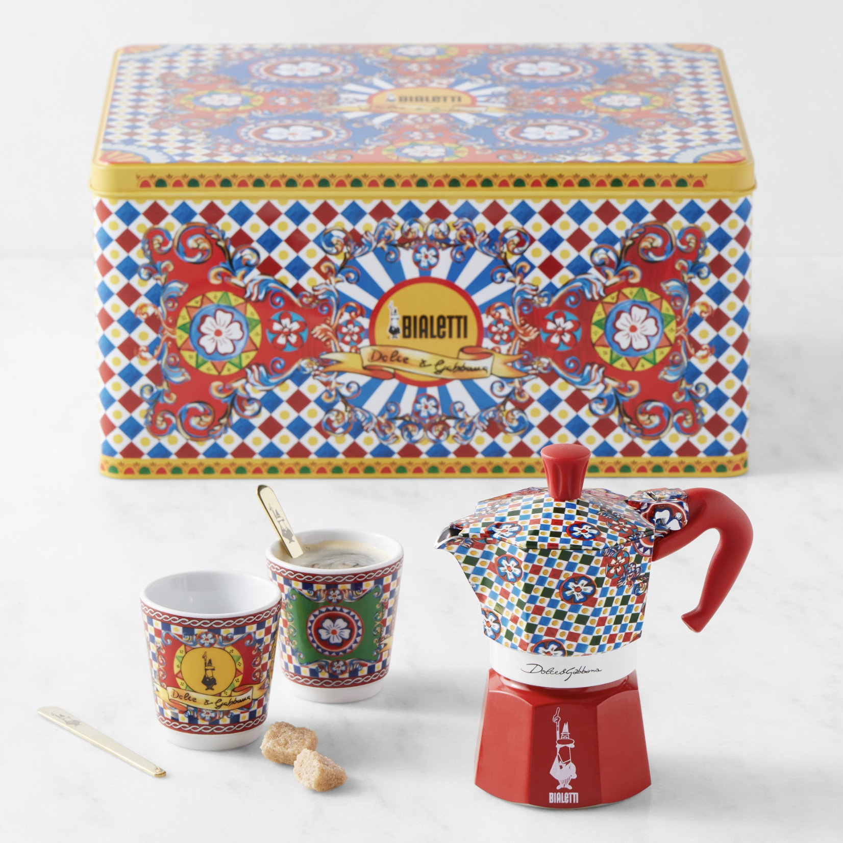 Bialetti Moka Dolce & Gabbana 2-Cup + 2 Espresso Cups & Stirrers Bialetti Moka Dolce & Gabbana 2-Cup + 2 Espresso Cups & Stirrers