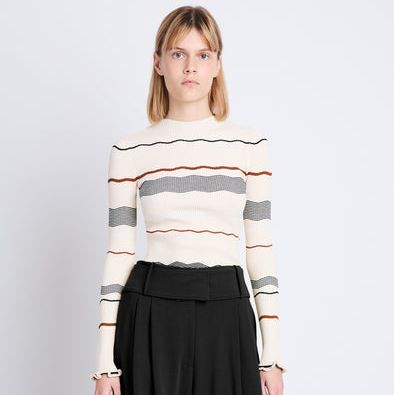 Wavy Stripe Rib Knit Top