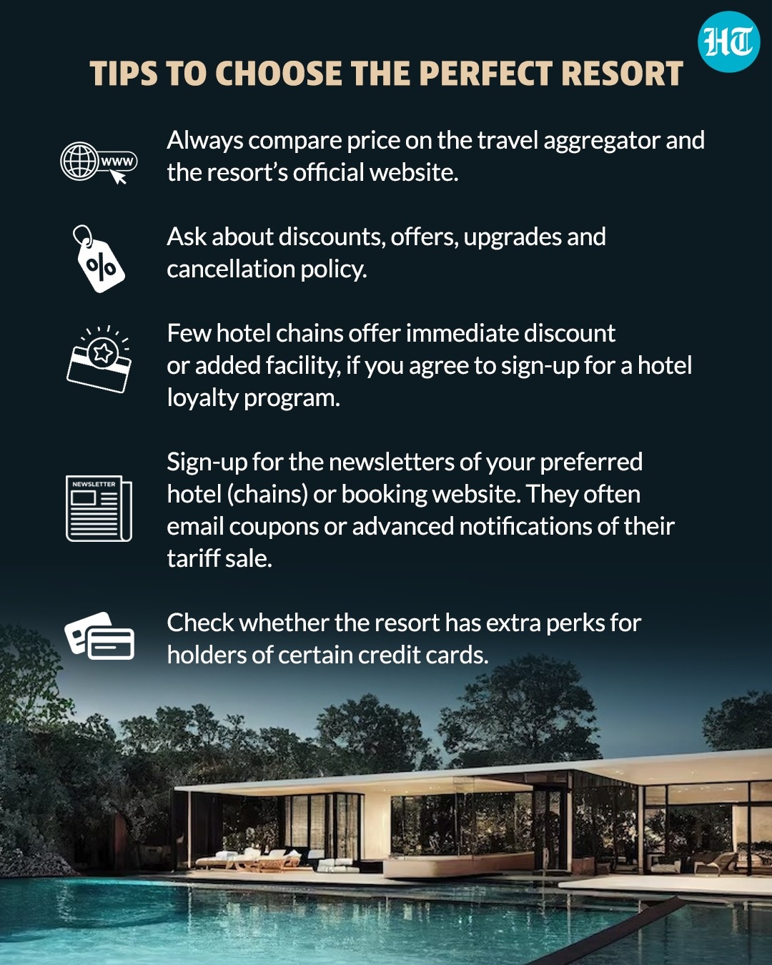 Essential hacks for choosing the ideal resort(HT Photo) Essential hacks for choosing the ideal resort(HT Photo)