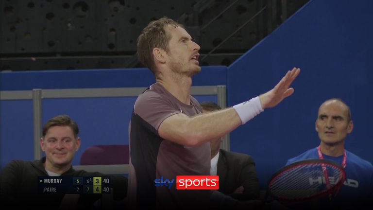 Andy Murray ran out of challenges and was left enraged with the umpire after a close call didn&#39;t go his way, ultimately costing him the match against Benoit Paire.