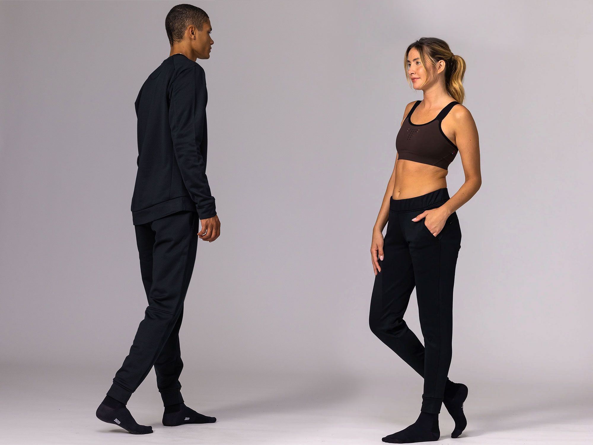 Velocio Recon casual technical lifestyle clothing loungewear, black merino blend sweatpants & sweatshirts