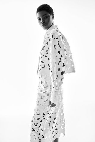 Satin Shirt With Eyelet Embroidery