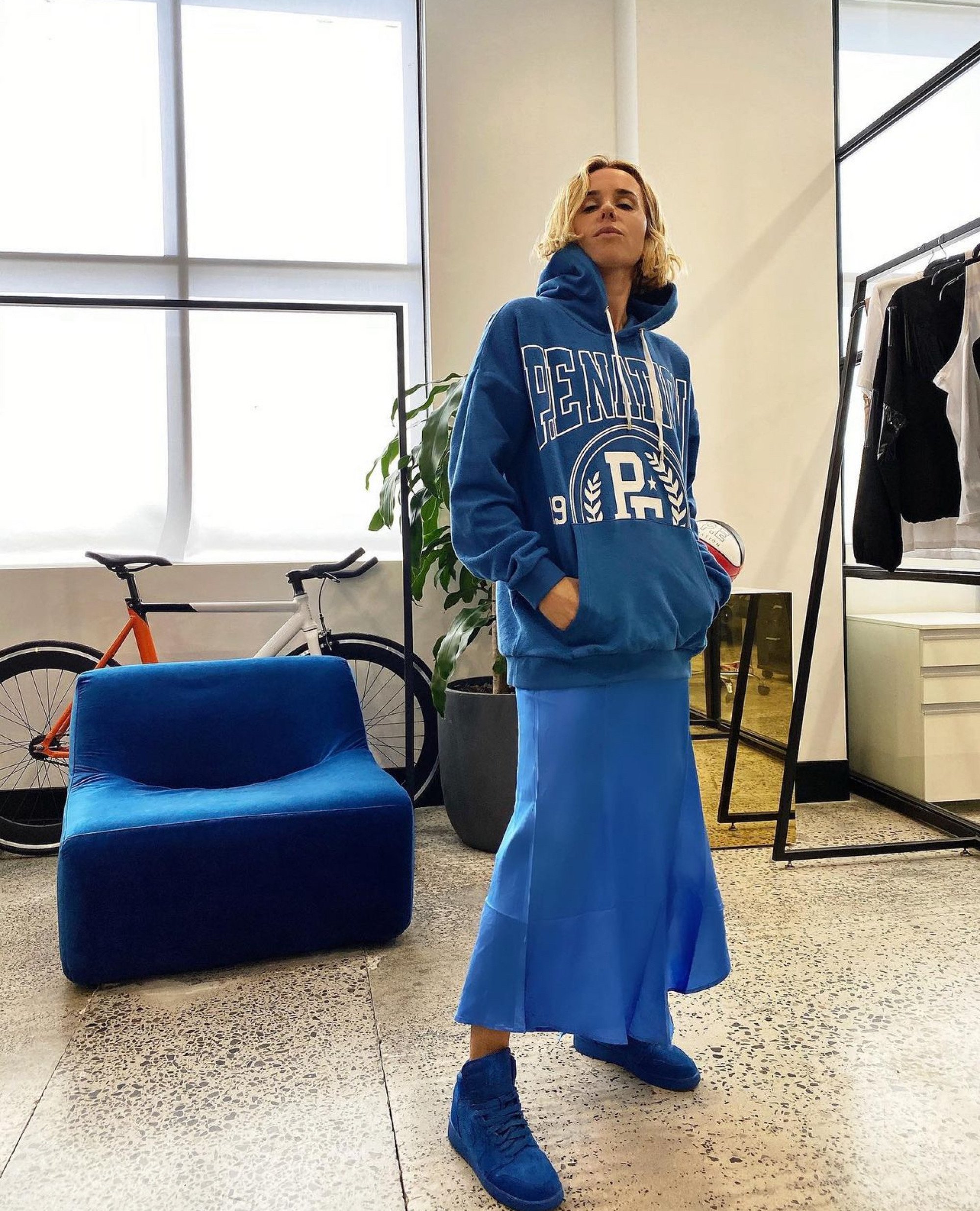 Pip Edwards, founder of Australian activewear brand P. E Nation, shows how to wear a hoodie