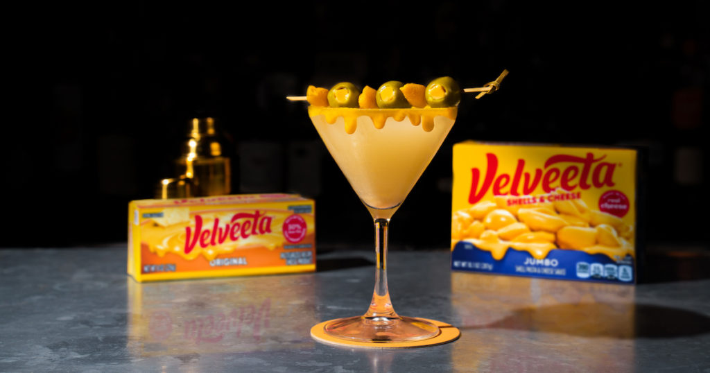 A Veltini in front of Velveeta products