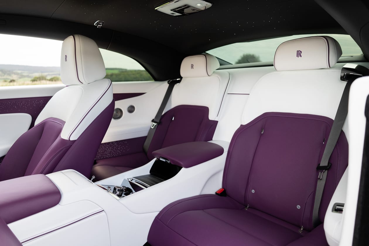 Rolls-Royce Spectre Test Drive Review Photos Purple Luxury Quiet Still Comfort Driver Passenger Solid