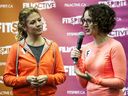 Sophie Grégoire-Trudeau, left, and FitSpirit president and funder Claudine Labelle, right at a FitSpirit event on Thursday April 14, 2016, in Montreal.