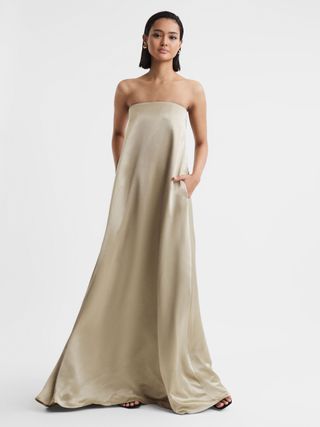 Anna Quan, Japanese Satin Strapless Maxi Dress