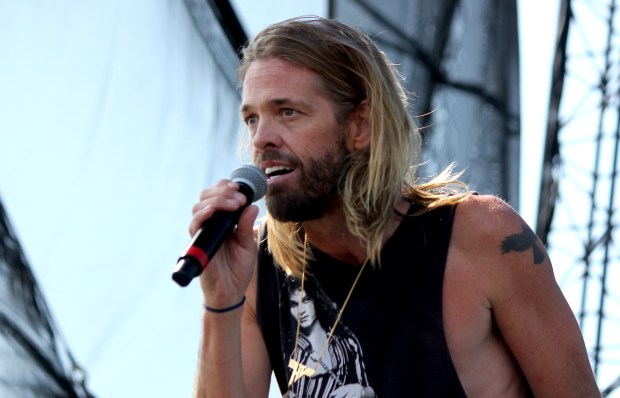 Foo Fighters drummer Taylor Hawkins pictured performing with his cover...