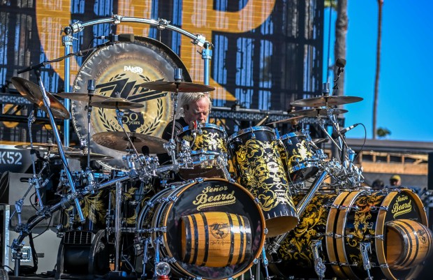 Drummer Frank Beard of ZZ Top performs on the Low...