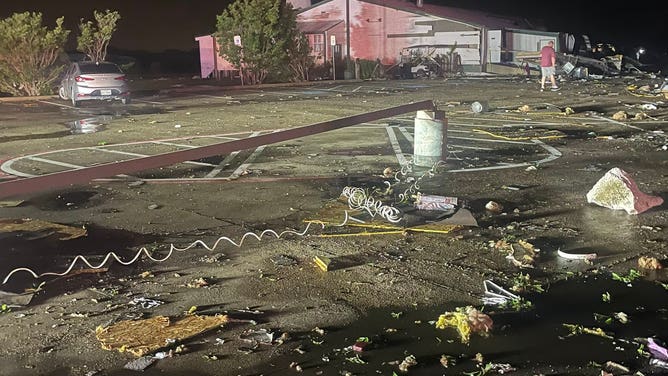 Tornado damage in Denton, Texas on Sunday, May 26, 2024.