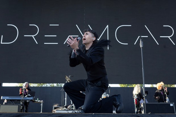 Davey Havok of Dreamcar performs during the Cruel World music...