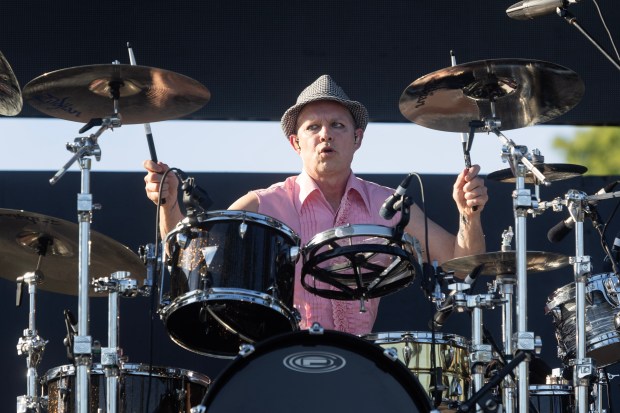 Adrian Young of Dreamcar performs during the Cruel World music...