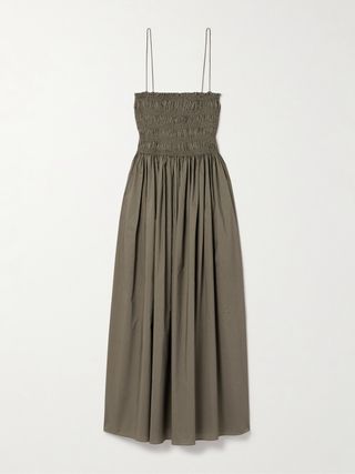 + Net Sustain Shirred Organic Cotton Midi Dress