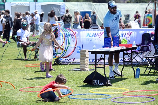Zoey Frankel, 7, of San Francisco jumps rope at the...