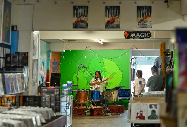 Justice Constantine performs at Comicbook Hideout during Day of Music...