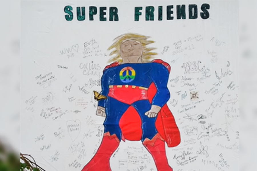 All Superfans are encouraged to sign their name around Spencer, in honor of the festival's founder, Spencer Graves. | Courtesy Superfriends