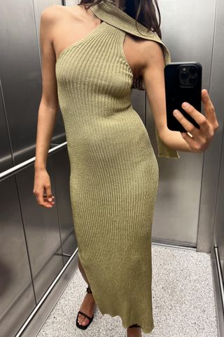 zara, Knit Dress with Metallic Thread