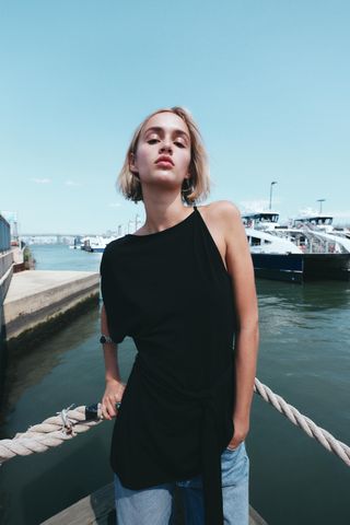 Asymmetrical Belted Top