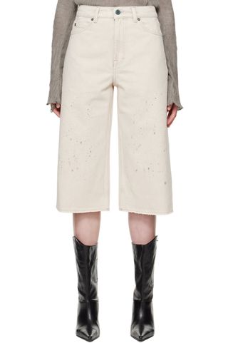 OUR LEGACY, Beige Half Cut Denim Shorts