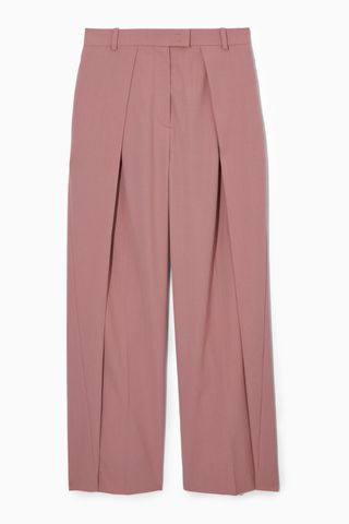 Wide-Leg Pleated Wool Trousers