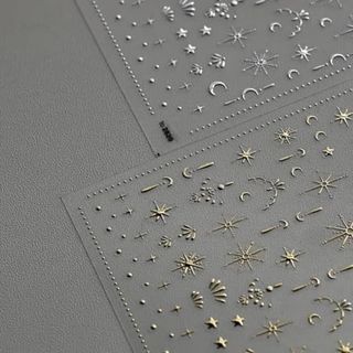 Moon Star Nail Art Stickers Decals 3d Silver Bronzing Nail Stickers Laser Star Moon Luxury Nail Design Self-Adhesive Nail Decals Manicure Sliders for Women Girls Diy Nail Art Decorations Supplies