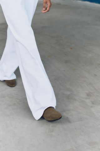 Flat Split Suede Slingback Shoes