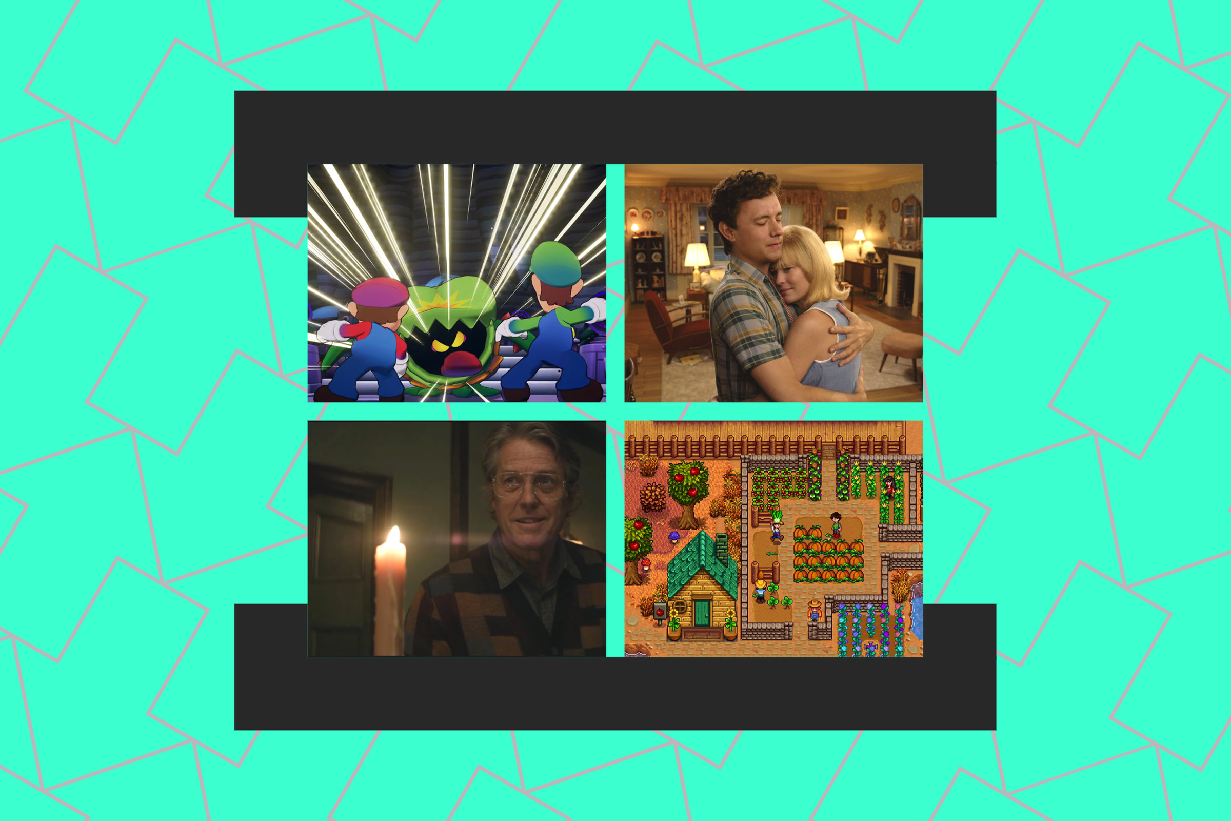 Pictures of several games and movies, on an Installer illustration background.