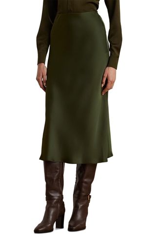 Satin Charmeuse Midi Skirt