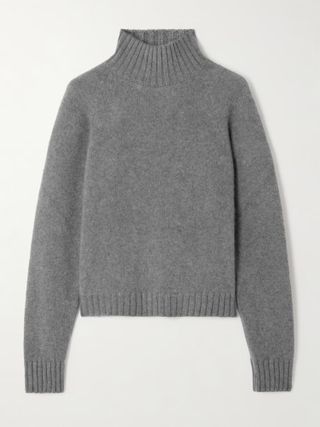Cropped Cashmere Turtleneck Sweater