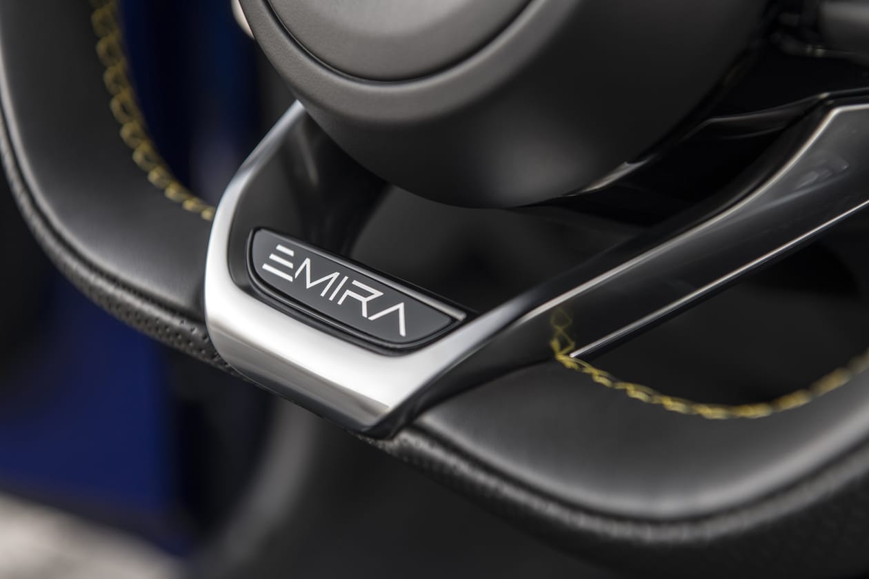 Lotus Emira AMG 4-Cylinder Test Drive Review Blue Sports Car Dual Clutch Transmission V6 Supercharger