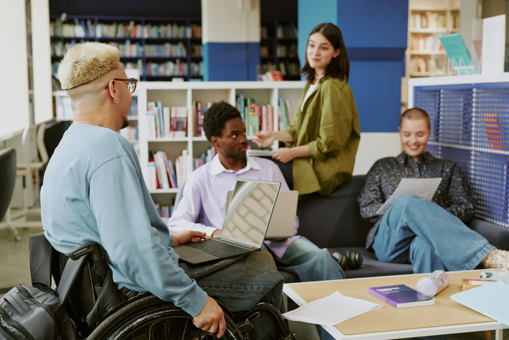 Collaborating in Group Study at University Library