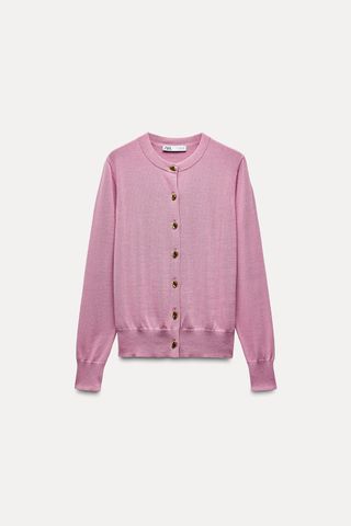 Plain Knit Gold Button Cardigan