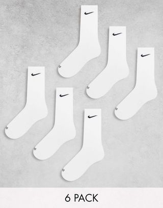 Nike Training Everyday Cushioned Plus 6 Pack Crew Socks in White