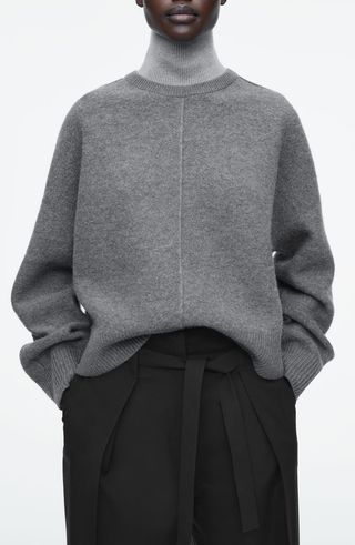 Colorblock Layered Turtleneck Wool Sweater