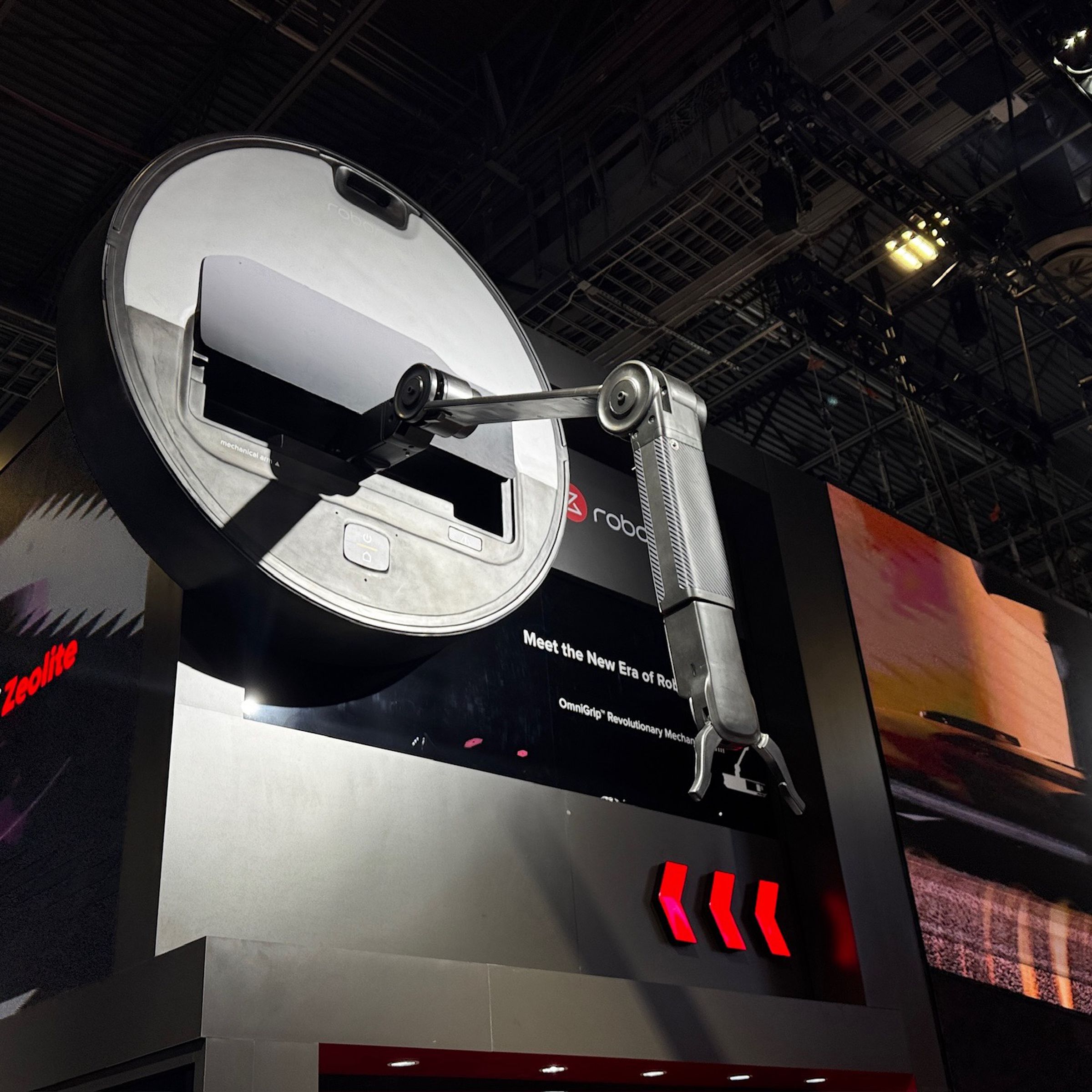 Roborock’s Saros Z70 looks set to be the first robot vacuum with an articulating arm to come to market. It’s designed to pick up light items like socks and tissues. (Not actual size)