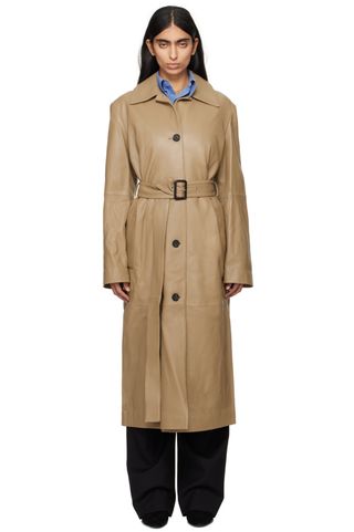 Toteme, Tan Belted Long Leather Coat