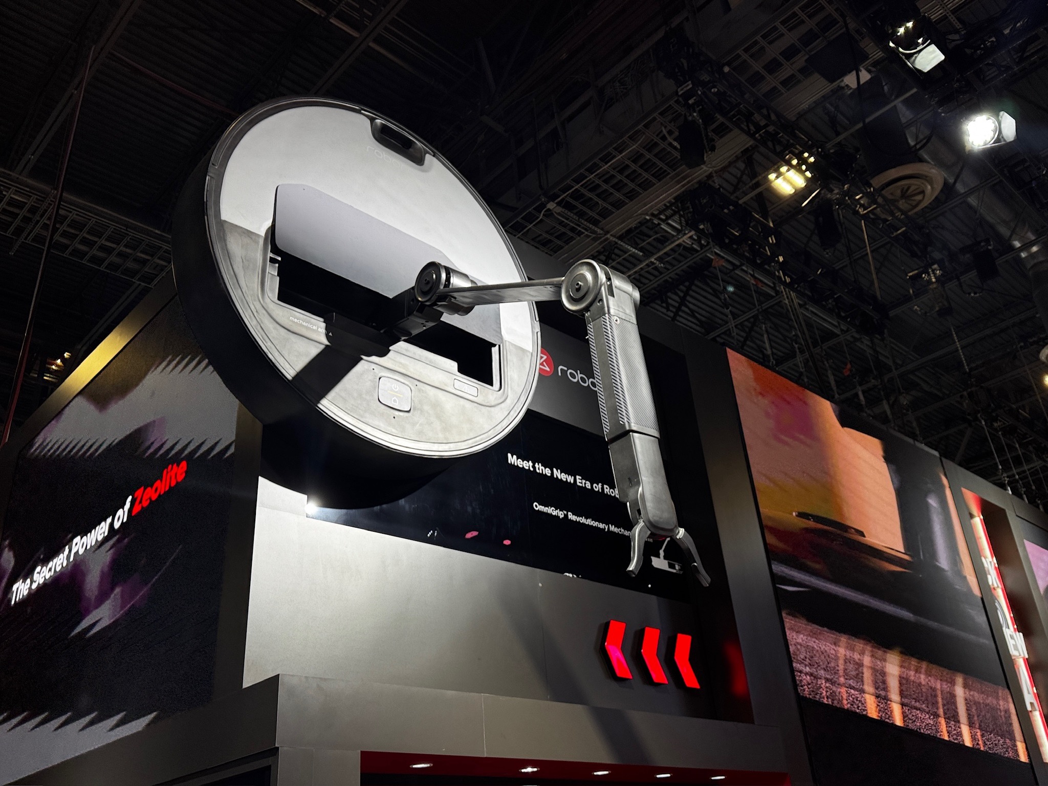 Roborock’s Saros Z70 looks set to be the first robot vacuum with an articulating arm to come to market. It’s designed to pick up light items like socks and tissues. (Not actual size)