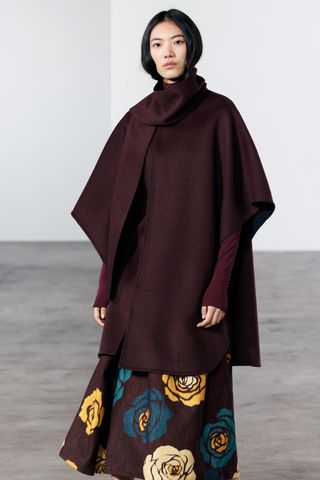 Wool Cape With Scarf