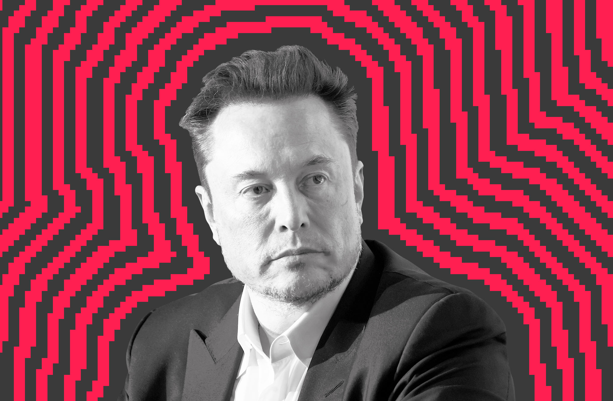 Photo collage of Elon Musk.