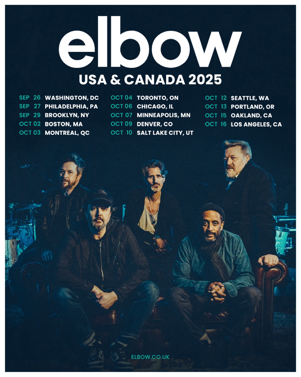 elbow fall 2025 north american tour dates poster