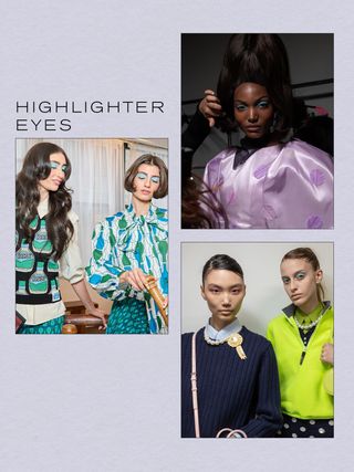 Collage of NYFW beauty trends