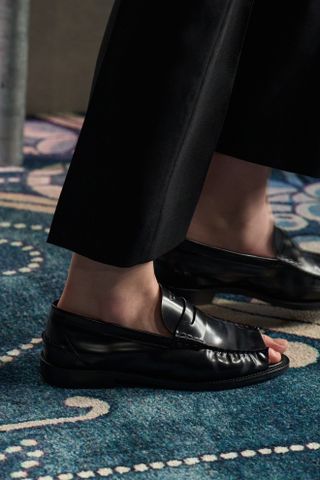 detail image of shoes on the Prada fall/winter 2025 runway at Milan Fashion Week