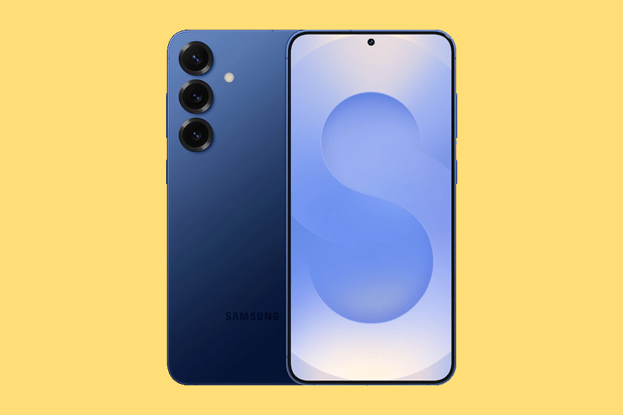press render of galaxy s25 plus on yellow background