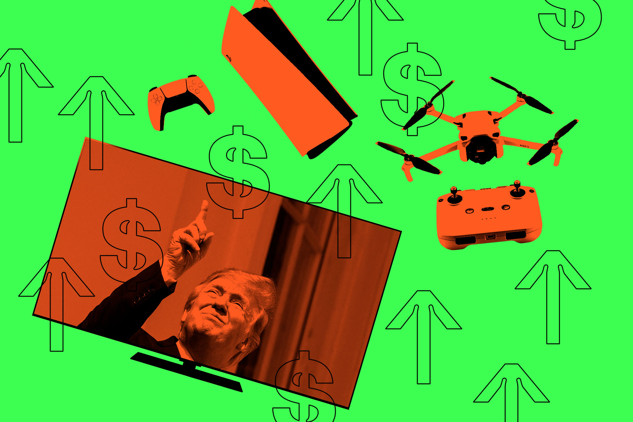 Digital collage of products that might be affected by tariffs.