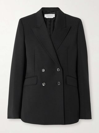 Angela Double-Breasted Wool-Crepe Blazer