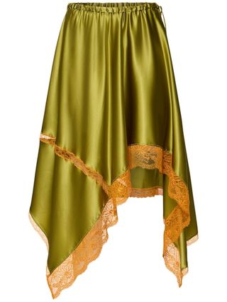 Shake Stretch Silk Satin Skirt - Dries Van Noten - Women - Green - 34 Fr